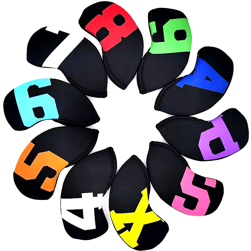 Waterproof Neoprene Golf Club Iron Cover Golf Iron Head Covers Golf Club Iron Headovers Wedges Covers 10Pcs/Set