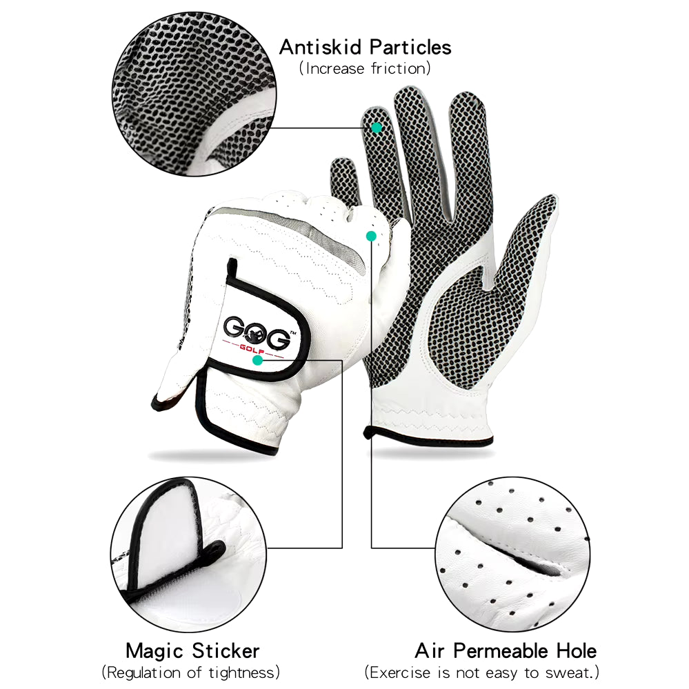 Genuine Leather Golf Gloves Men'S Left Right Hand Soft Breathable Pure Sheepskin Golf Gloves Golf Accessories