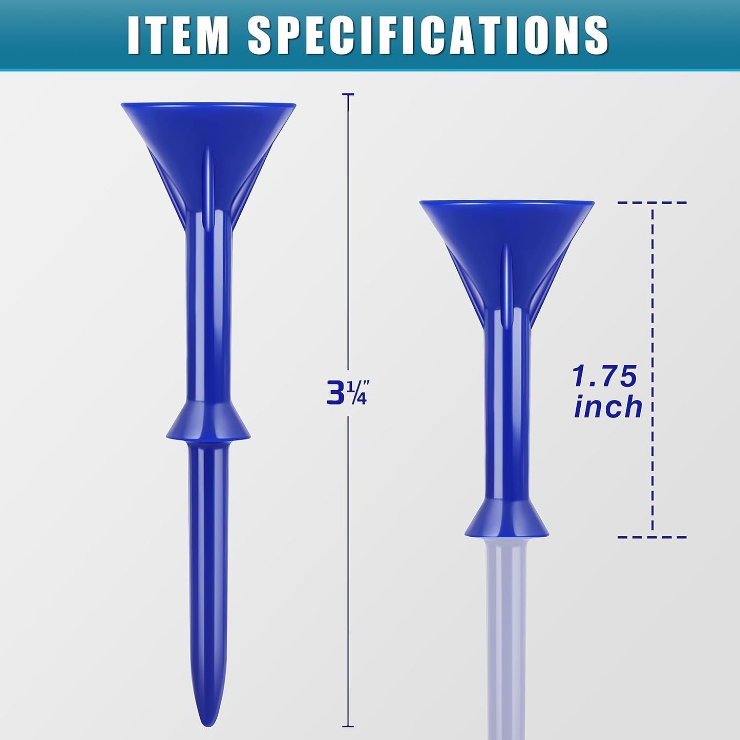 CHAMPKEY 3-1/4" Premium Plastic Golf Tees|Excellent Durability and Stability Tees | Choose between 25 Pack and 50 Pack