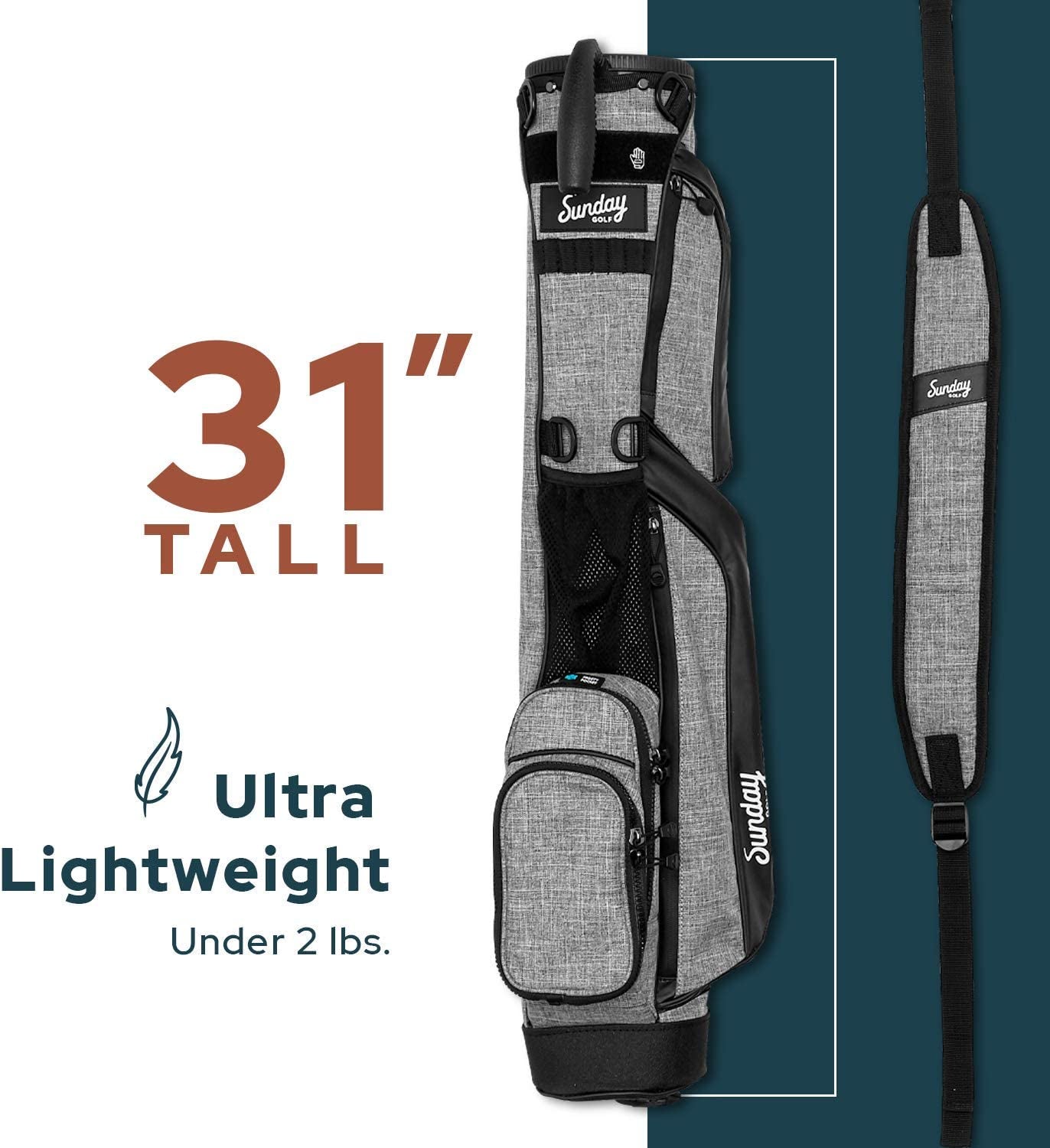 Sunday Golf Loma Bag - Lightweight Sunday Golf Bag with Strap and Stand – Easy to Carry Pitch N Putt Golf Bag – Golf Stand Bag for the Driving Range, Par 3 and Executive Courses, 31 Inches Tall