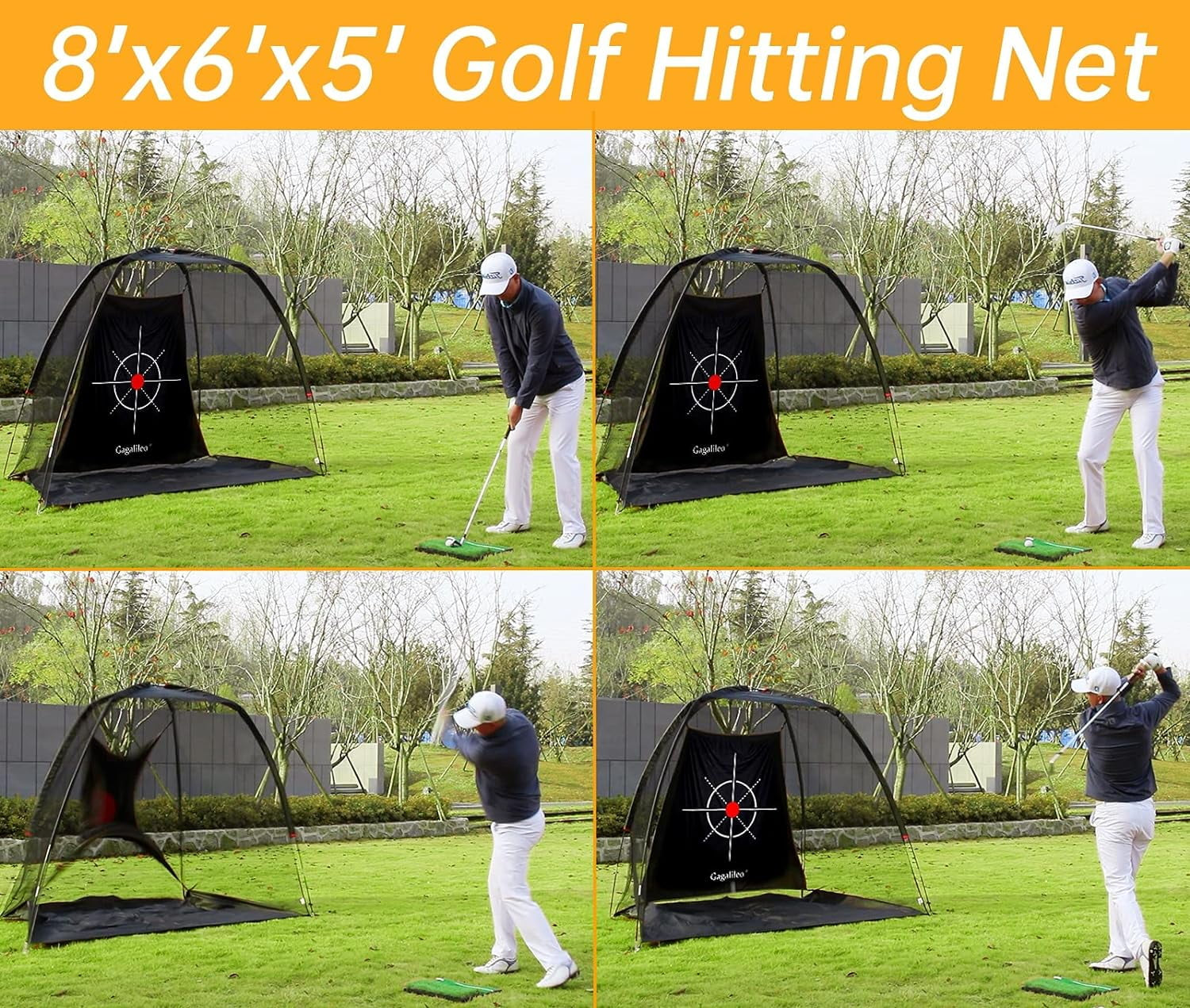 Gagalileo Golf Hitting Net - Indoor/Outdoor Practice Driving Net | 8'X 6'X 5'