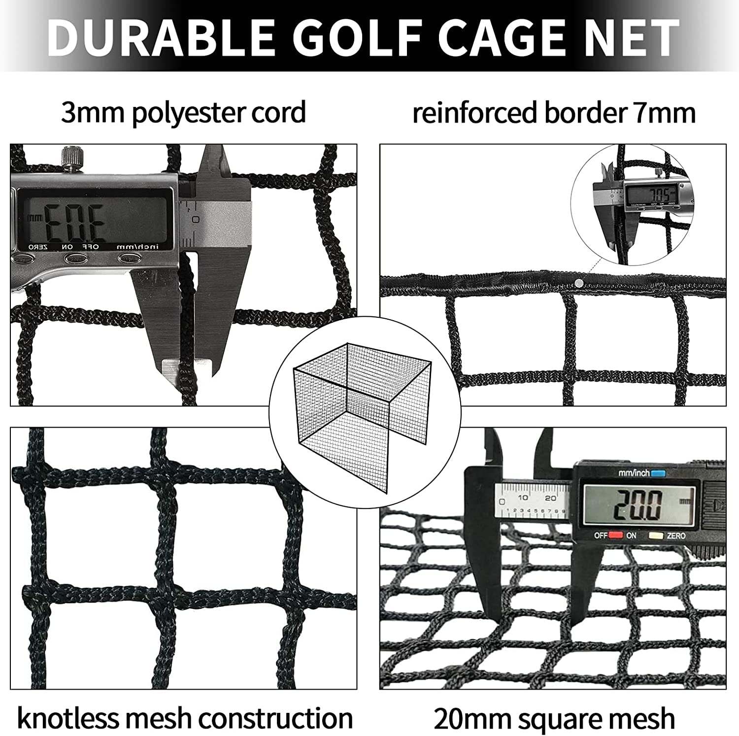 Golf Cage Net - 10X10X10Ft, Golf Hitting Net and Personal Driving Range for Indo