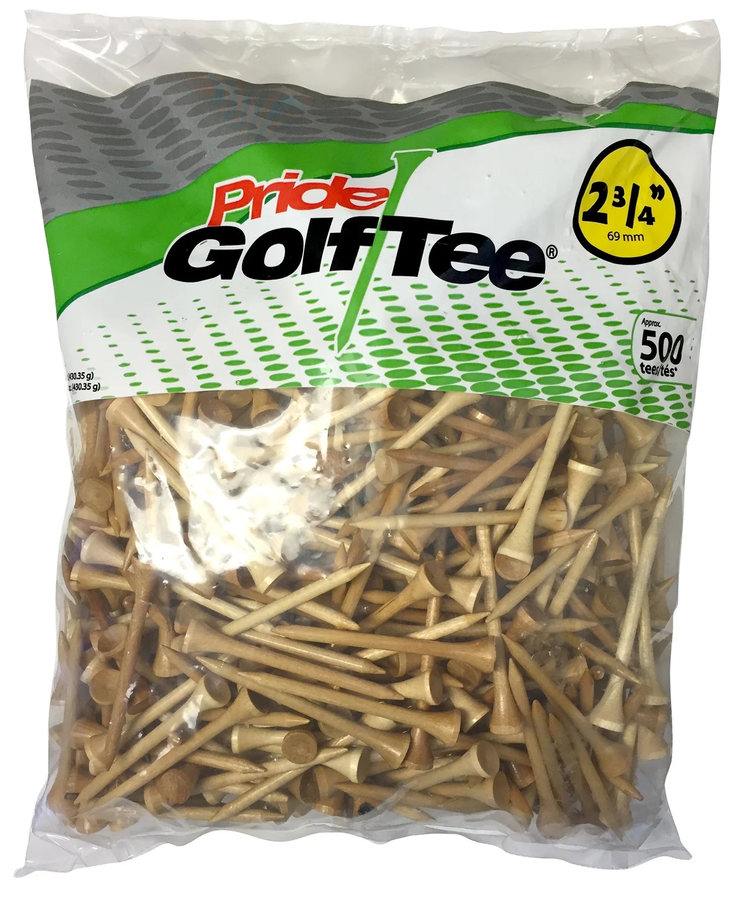 Pride Wood Golf Tee, 2.75 Inch, Natural, 500 Count