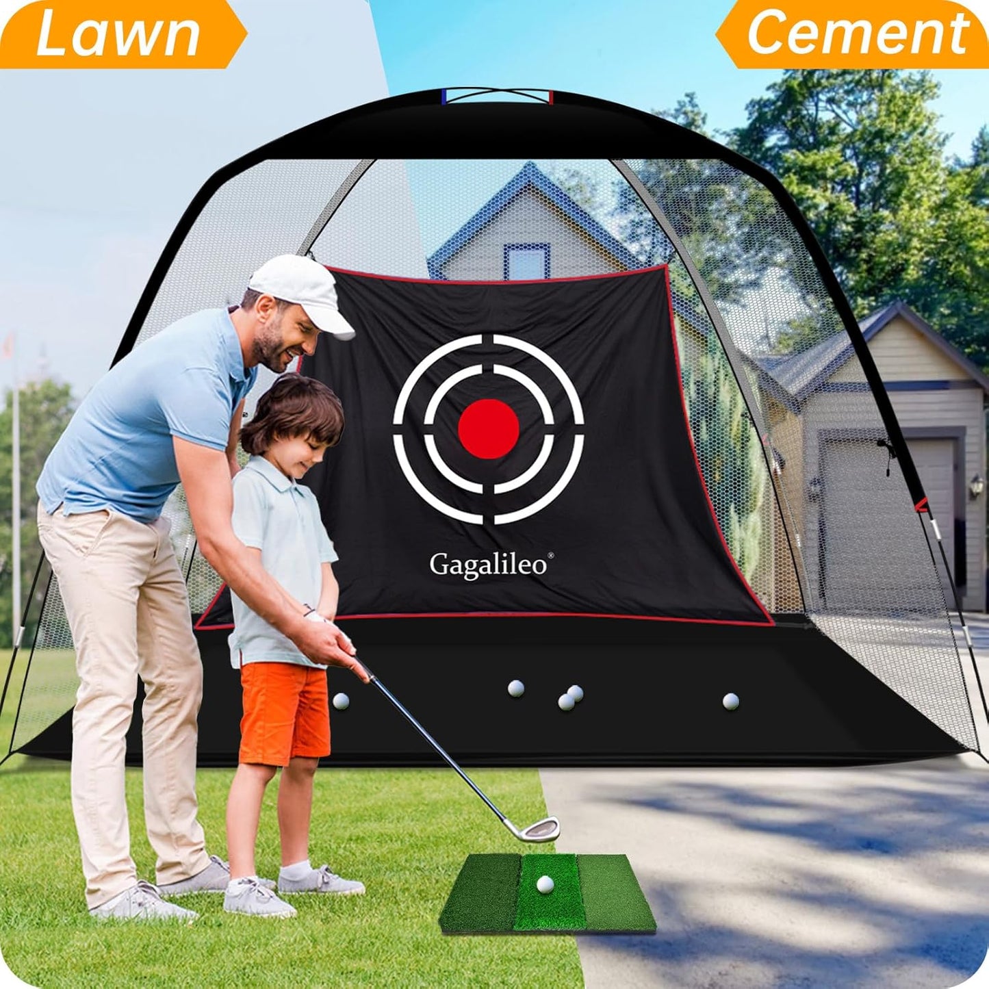 Golf Hitting Practice Nets for Backyard Driving Heavy Duty Men Real Indoor Golf Balls Hitting Pitching Driving Nets for Indoor Outdoor Garage Use Golfing Swing Training Impact Cages with Frame and Net