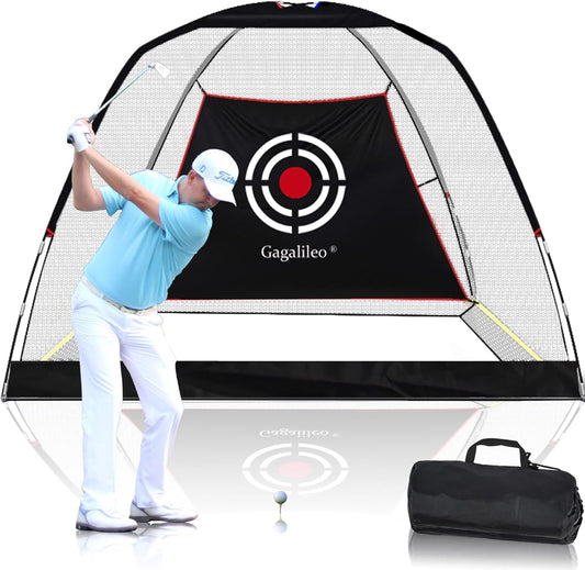 Golf Hitting Practice Nets for Backyard Driving Heavy Duty Men Real Indoor Golf Balls Hitting Pitching Driving Nets for Indoor Outdoor Garage Use Golfing Swing Training Impact Cages with Frame and Net