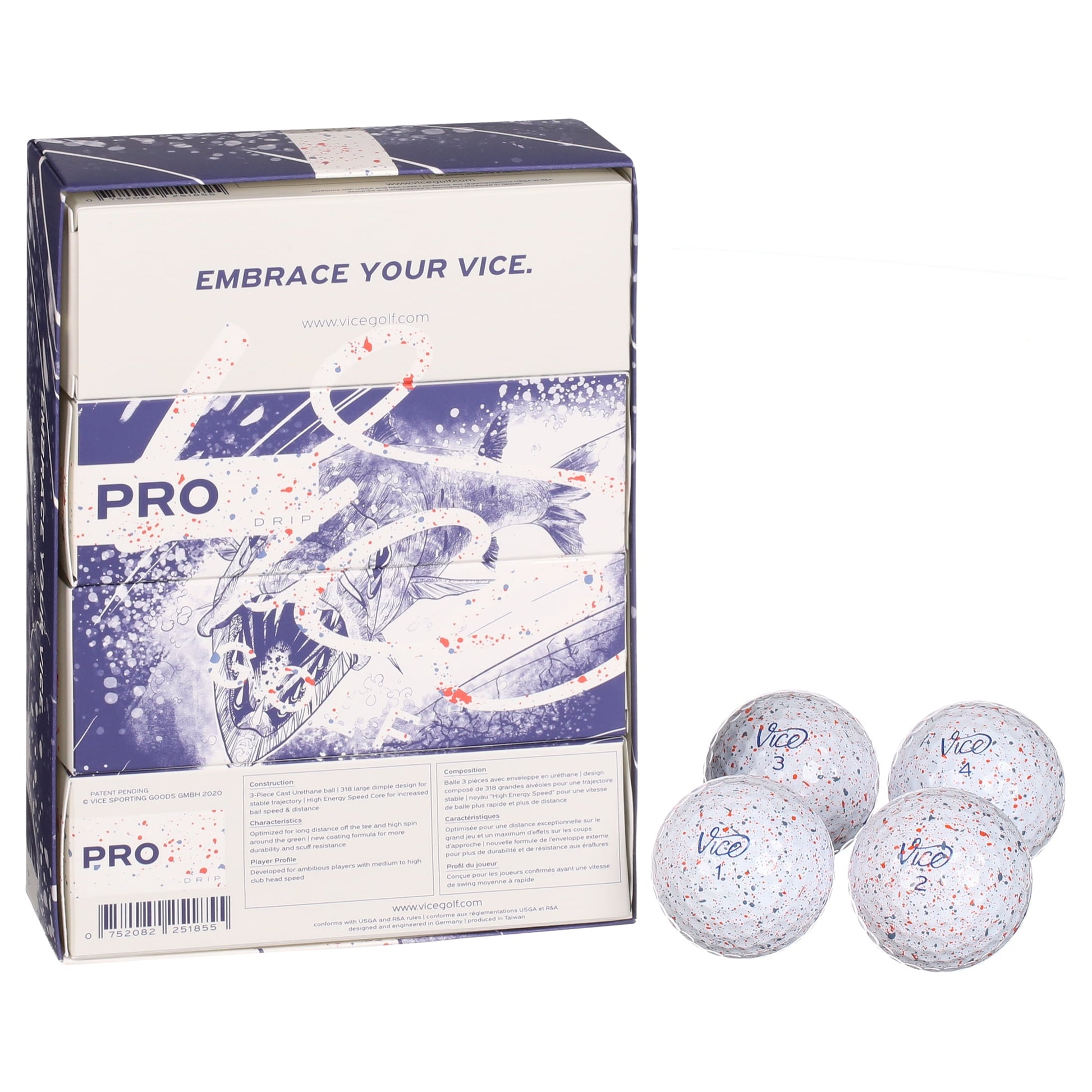 Pro Red & Blue Drip Golf Balls - 1 Dozen