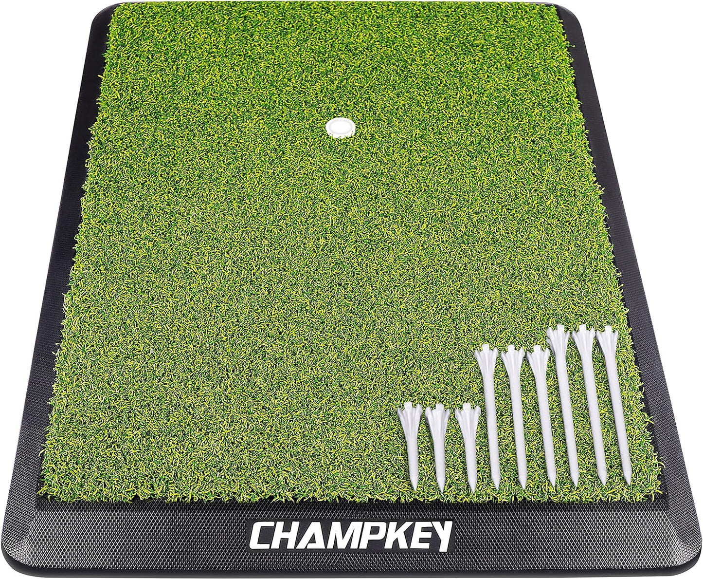 Premium Synthetic Turf Golf Hitting Mat | Heavy Duty Rubber Base Golf Practice Mat | Come with 1 Rubber Tee and 9 Plastic Tees