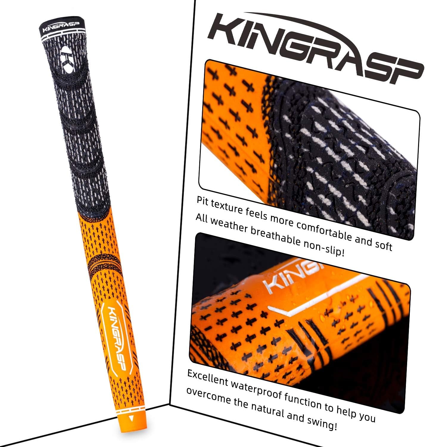 KINGRASP Golf Grips, Standard/Midsize, Golf Grips Set of 13(Free 13 Tapes), Anti-Slip Rubber Golf Club Grips, 8Colors Optional