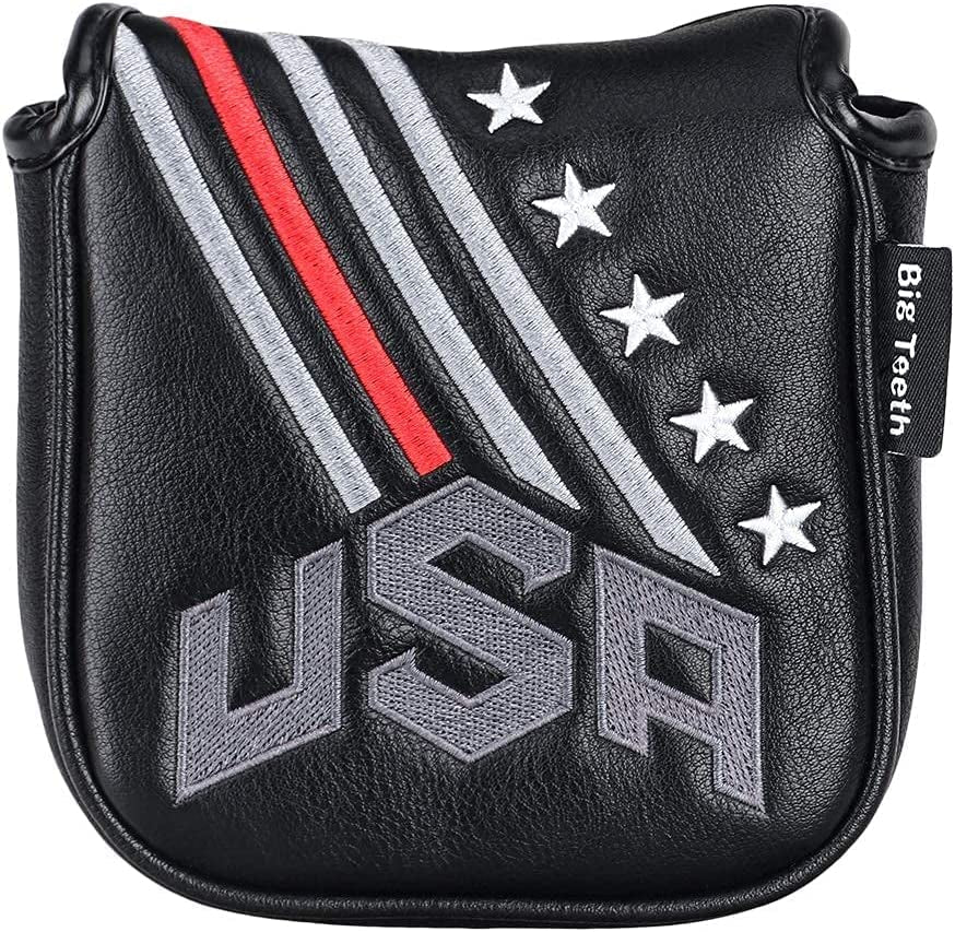 Golf Cover USA Stripe and Star Headcover Covers, Driver Fairway Wood Hybrid Headcovers Fits Blade Mallet Putter Iron and Woods with Magnetic Club Protector Pu Leather Golf Accessories