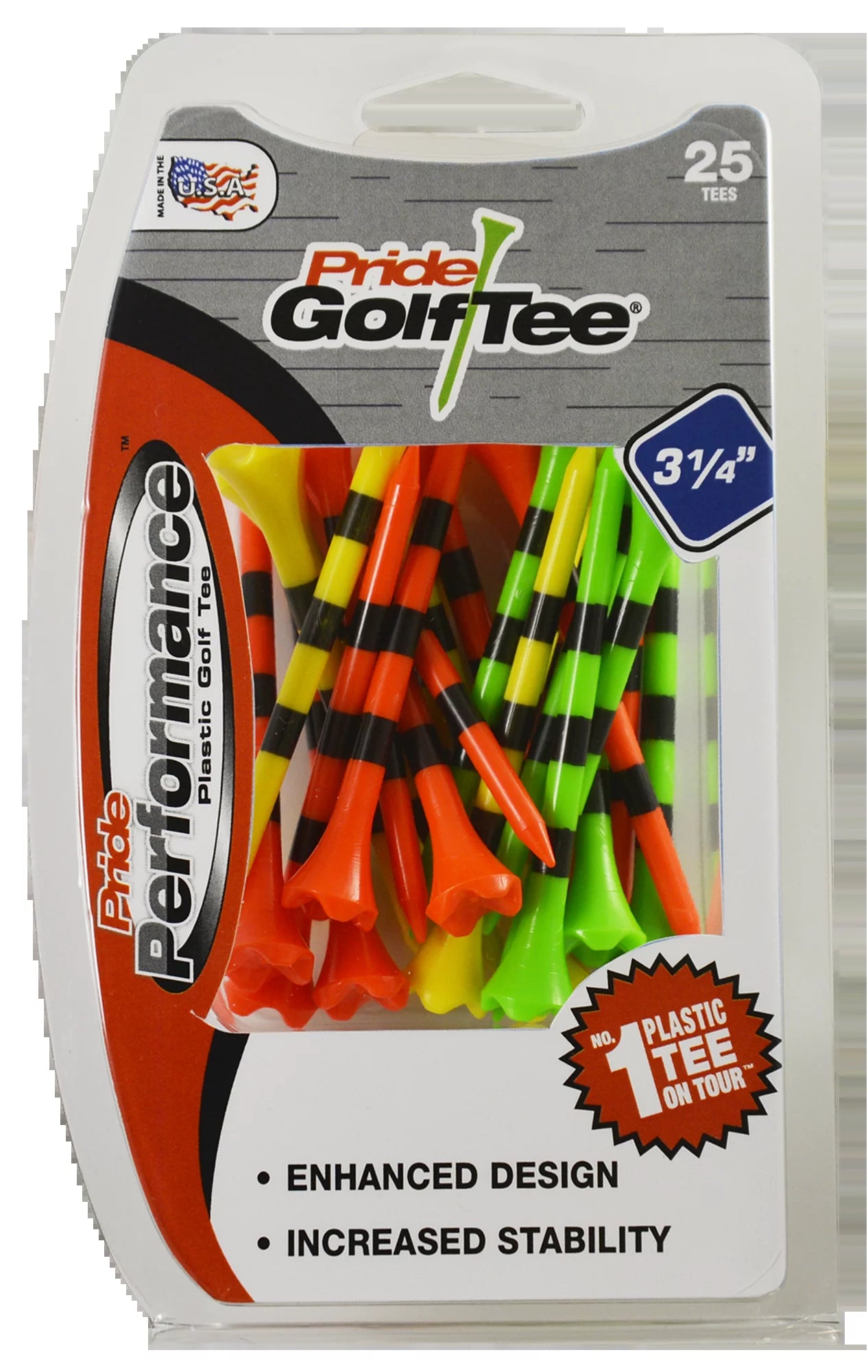 Pride Performance 3-1/4" Striped Fruit Mix Golf Tee, 25 Count