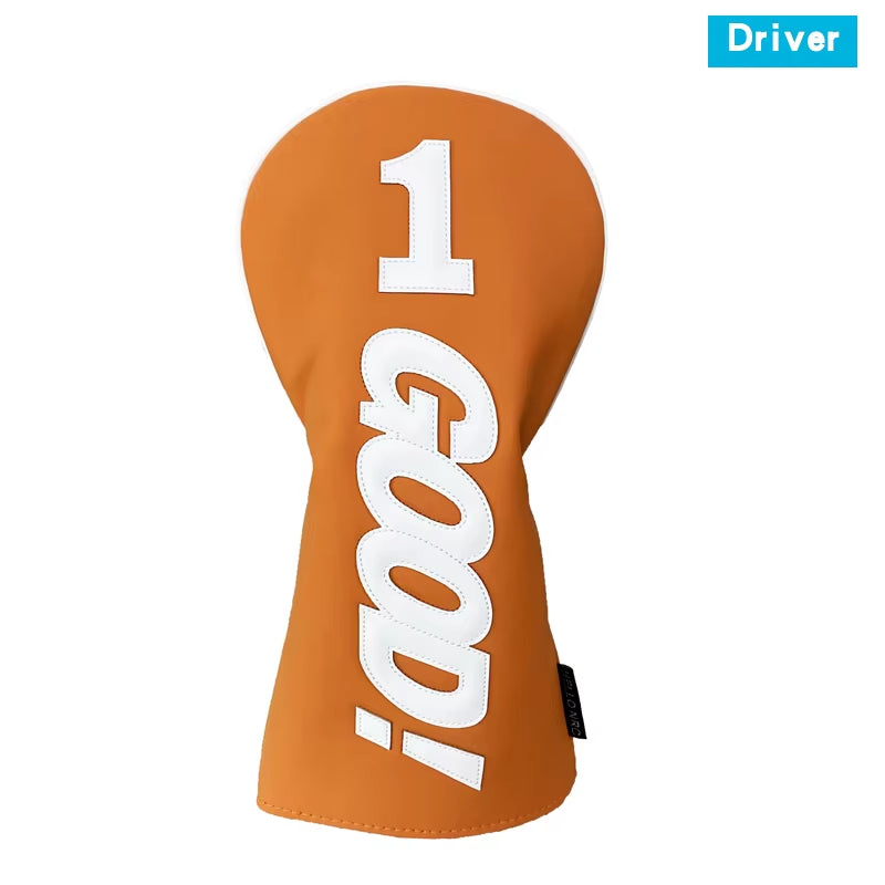 Golf Wood Head Cover PU GOOD Pattern Driver Fairway Hybrid Waterproof Durable Orange Golf Supplies Golf Head Cover Protector