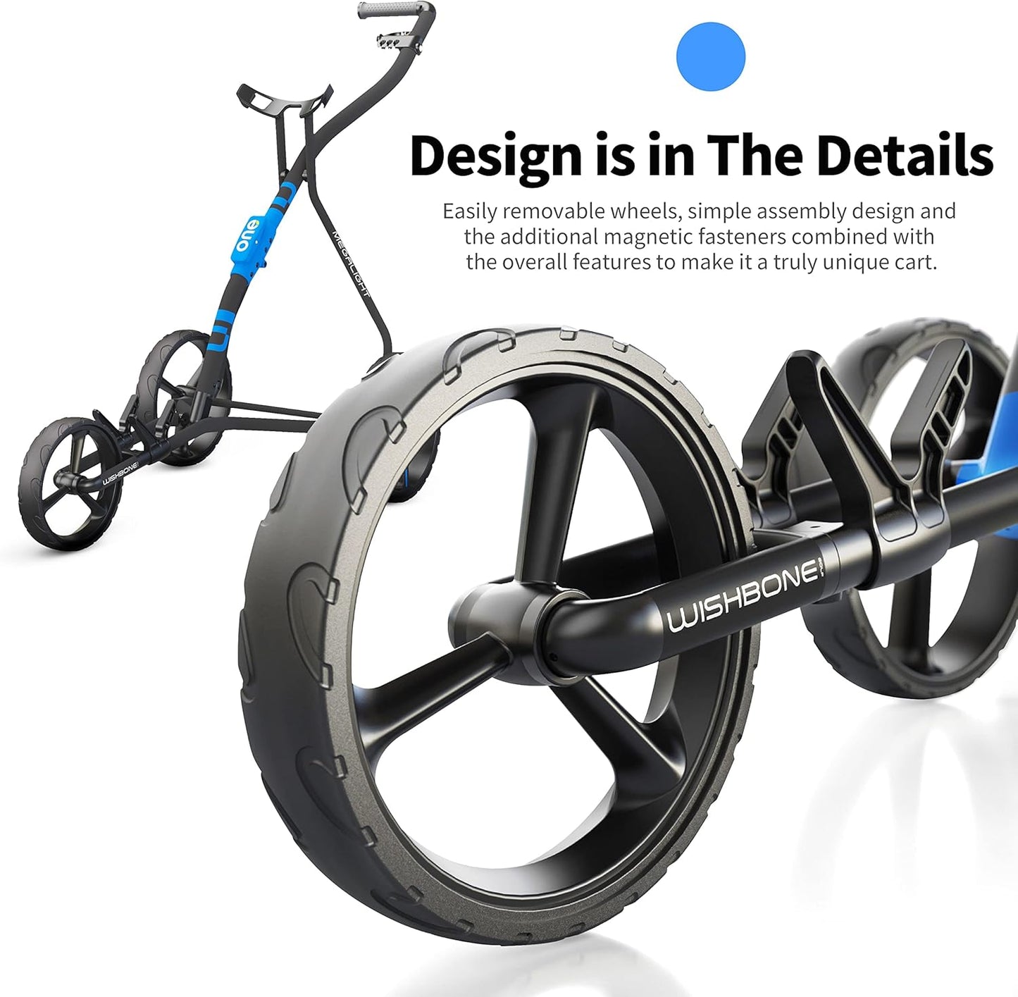 Golf Push Carts, 1 Step Folding 9Lbs Lightweight, High-Tech Minimalistic Design