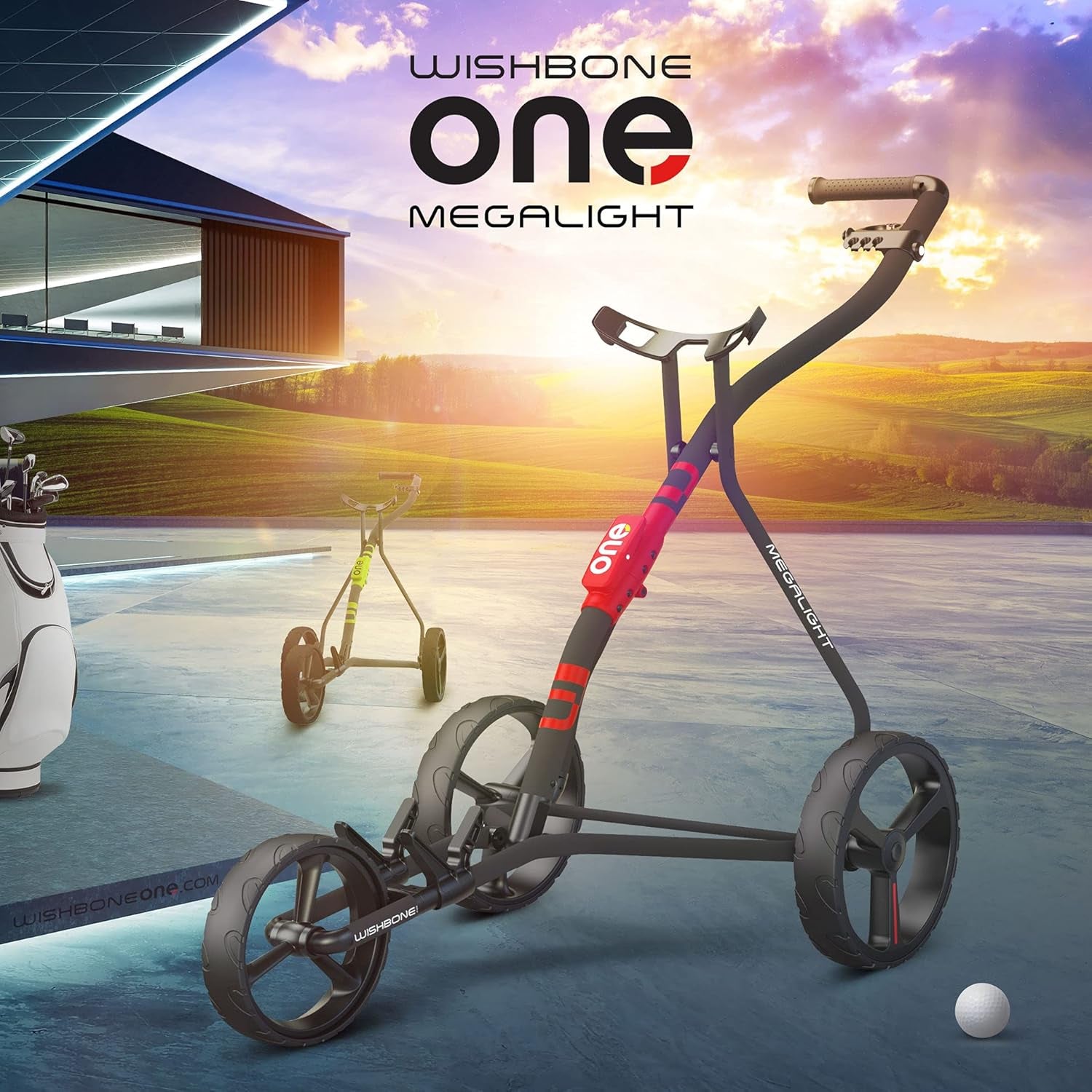 Golf Carts 3 Wheel Push Cart | 1-Step Folding Aircraft Grade Frame, Clear Design Concept Lightweight & Easy Handling