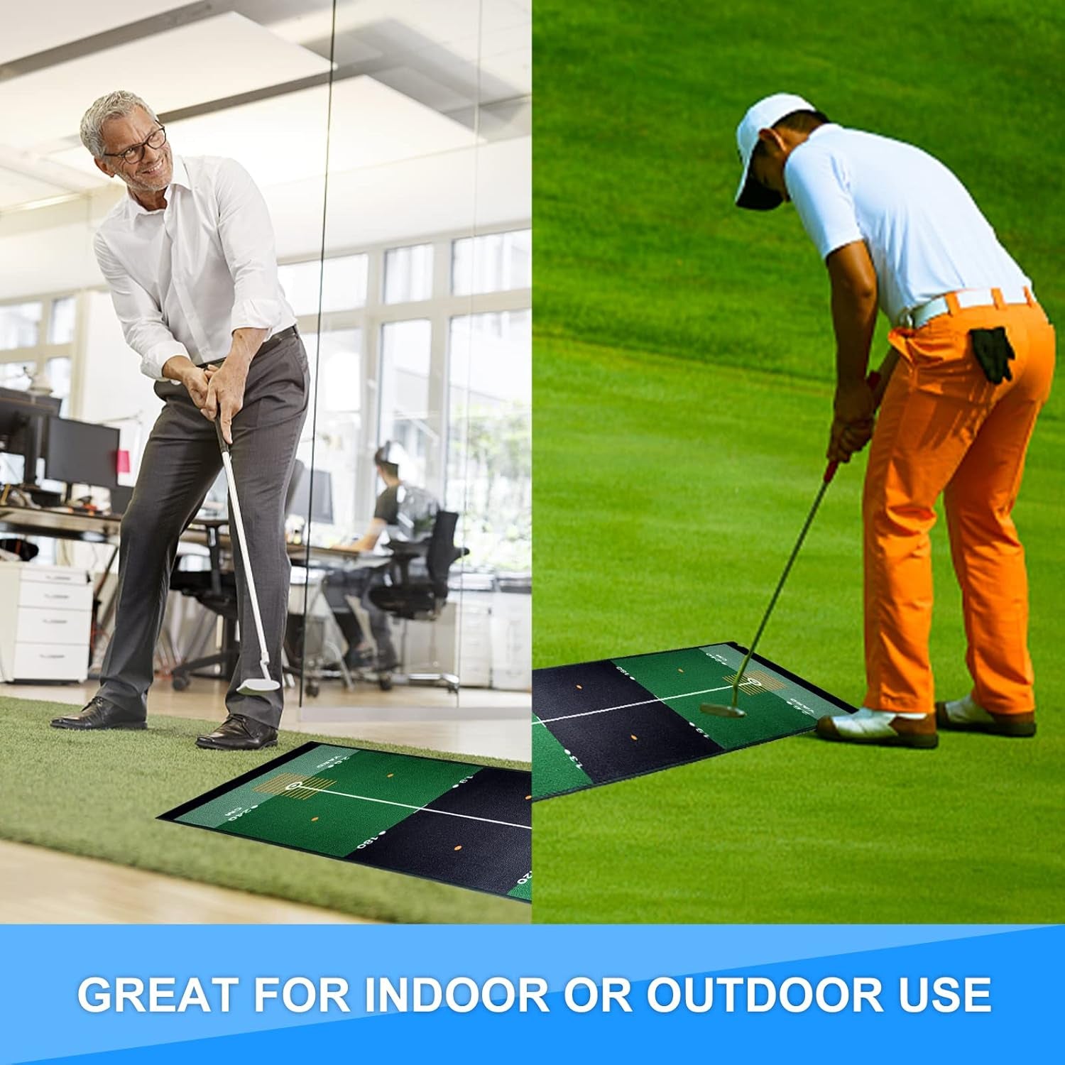 Golf Putting Mat, Golf Putting Mats, 10X1.6Ft Golf Putting Practice Aid, Professional Golf Training Putting Mat for Home Office Outdoor