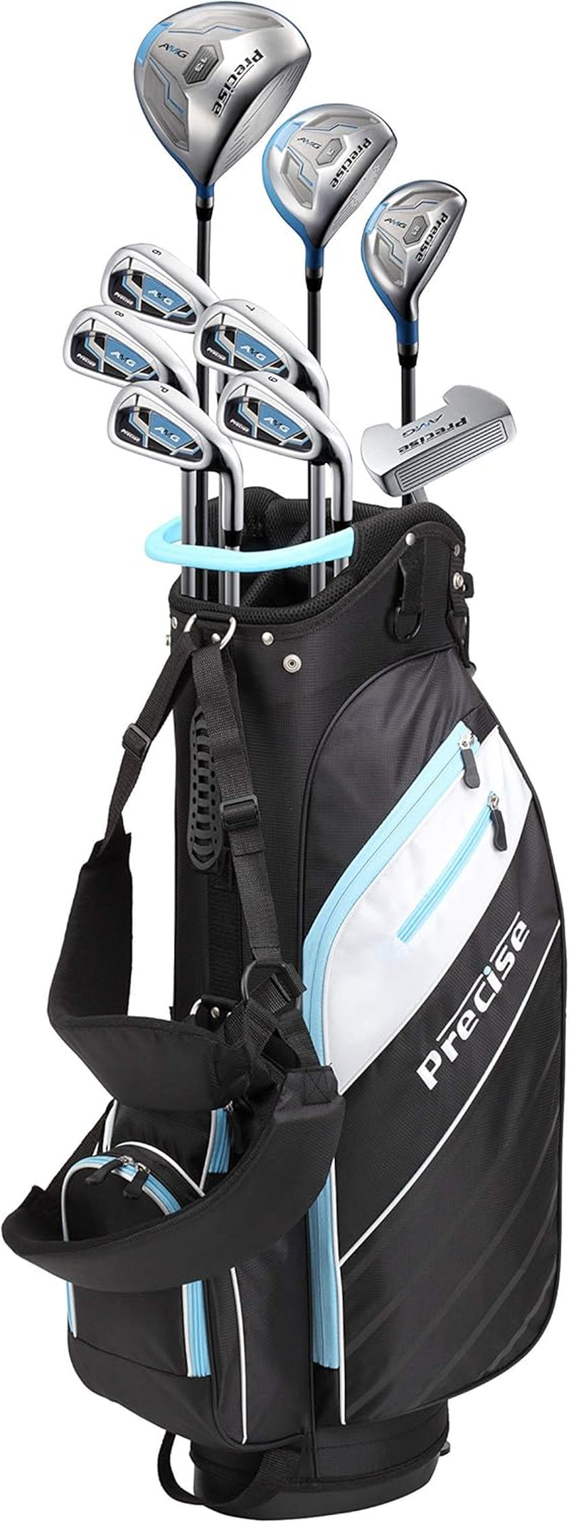 AMG Ladies Womens Complete Golf Clubs Set Includes Driver, Fairway, Hybrid, 6-PW Irons, Putter, Stand Bag, 3 H/C'S - Choose Color and Size!