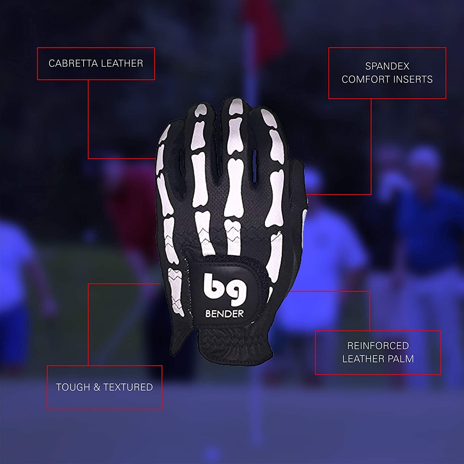 Bender - Mens Golf Glove, Durable Mesh Golf Gloves, Unique Golf Gloves