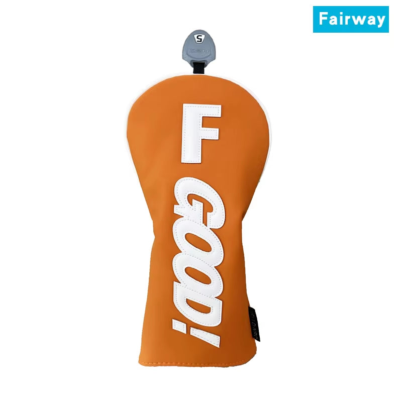 Golf Wood Head Cover PU GOOD Pattern Driver Fairway Hybrid Waterproof Durable Orange Golf Supplies Golf Head Cover Protector