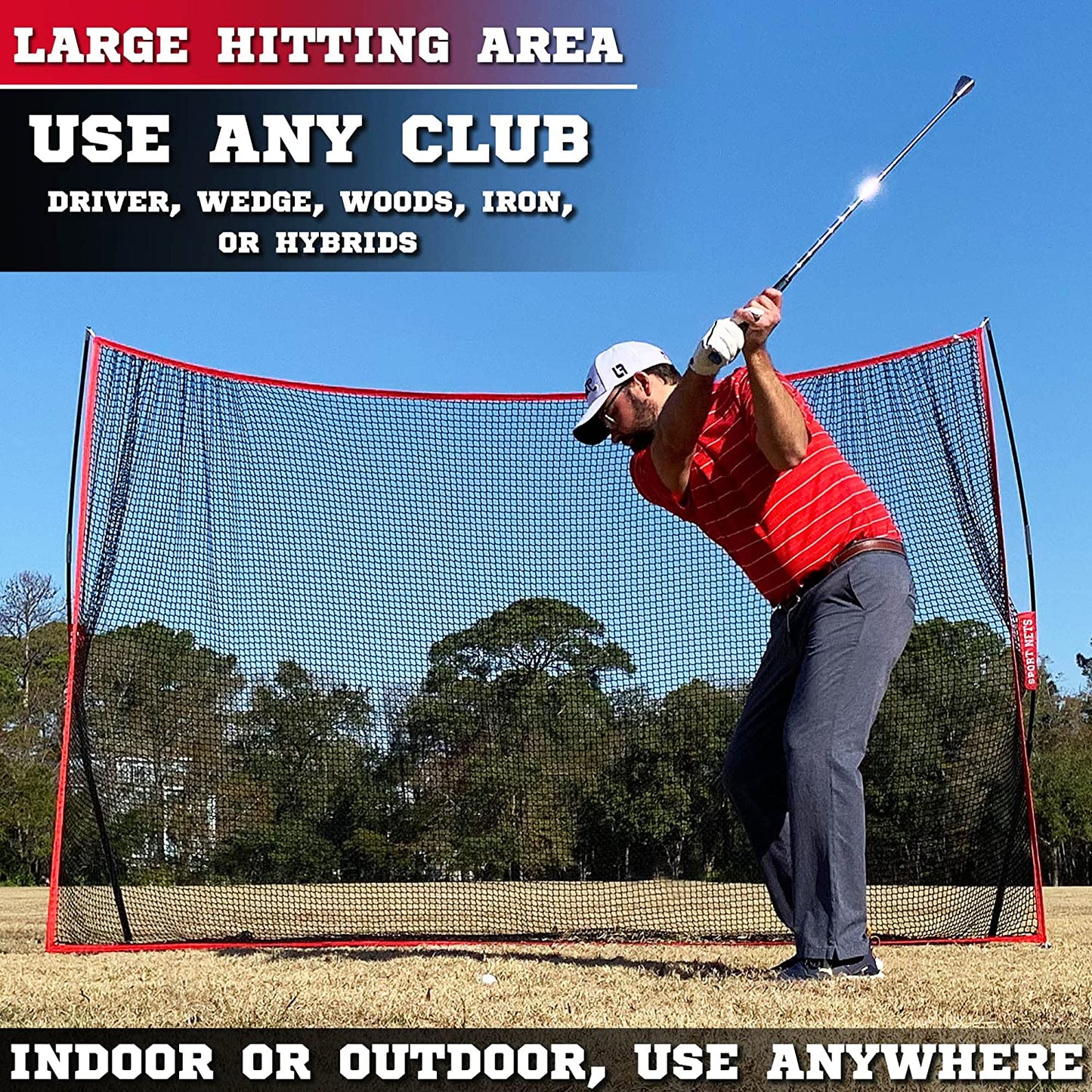 Heavy Duty Golf Net - Golf Net for Backyard Driving or Indoor Garage Golf Practice - 10X7 Feet Hitting Net Area - Perfect Equipment for Any Golfer