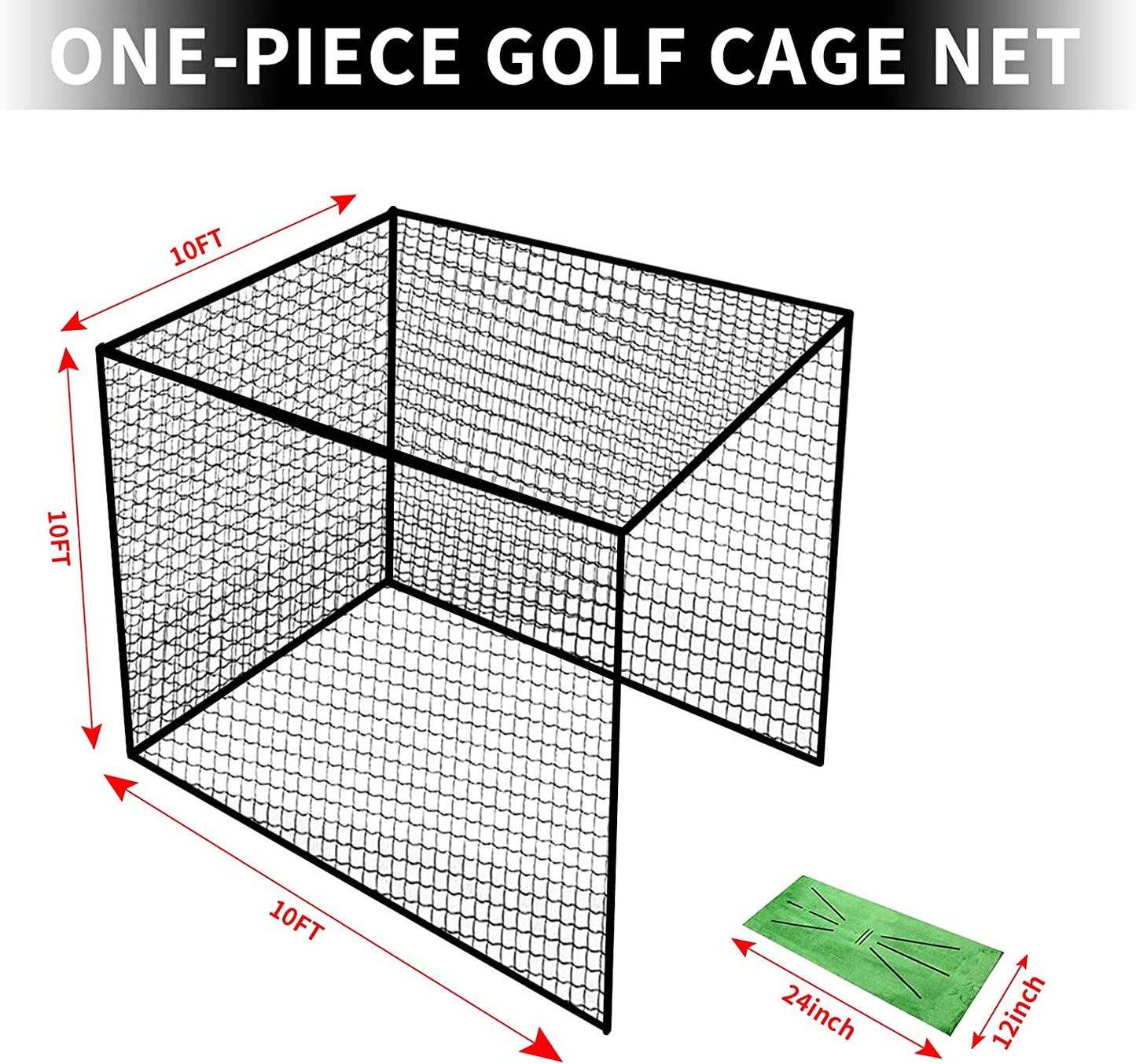 Golf Cage Net - 10X10X10Ft, Golf Hitting Net and Personal Driving Range for Indo