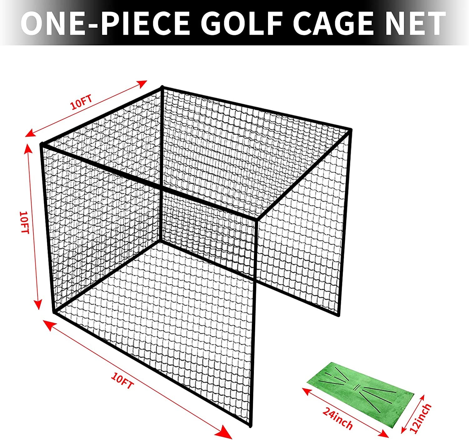 Golf Cage Net - 10X10X10Ft, Golf Hitting Net and Personal Driving Range for Indo