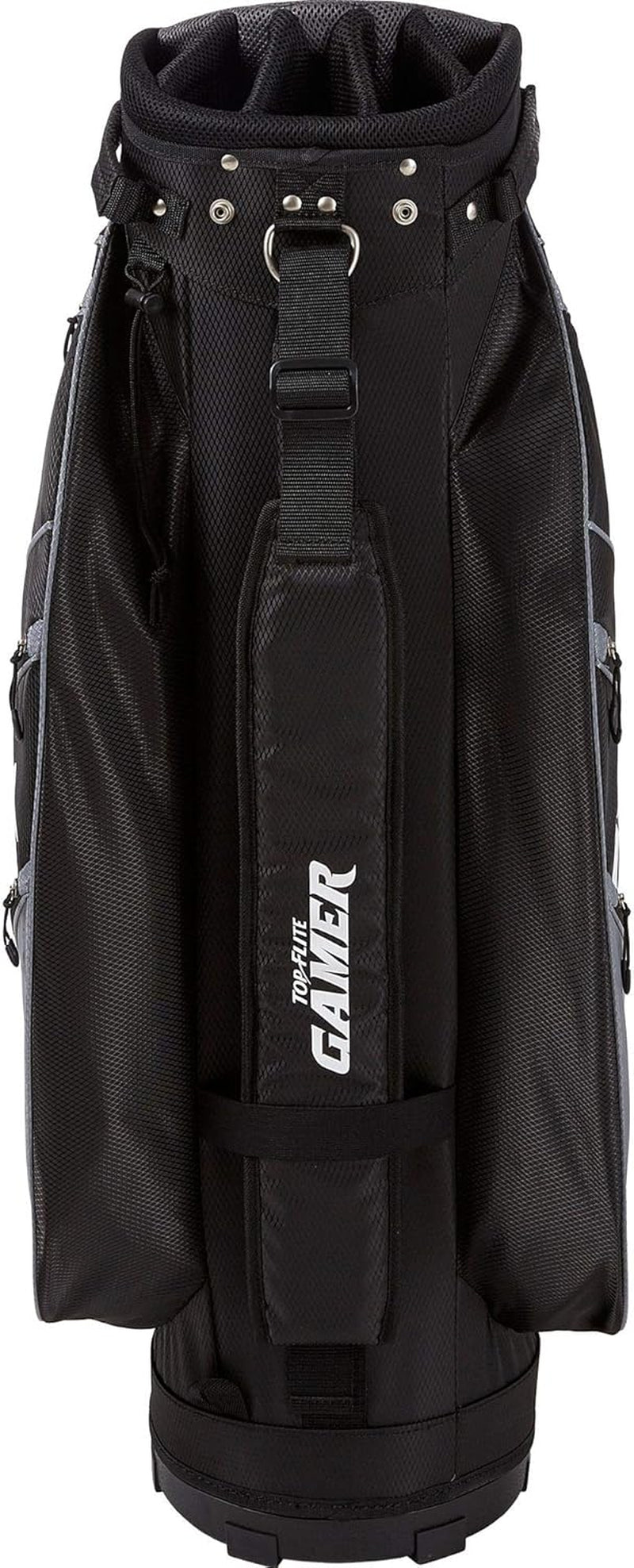 2019 Top-Flite Gamer Golf Cart Bag 14-Way Top 9 Pockets Mesh Carry Strap Beverage Cooling (Black)