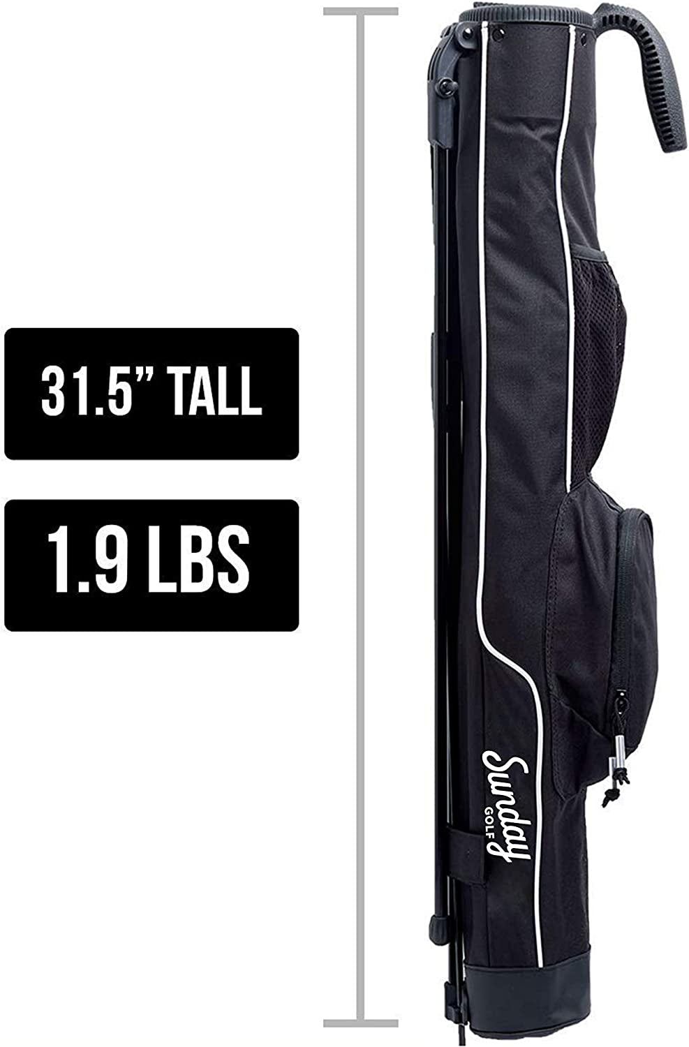 Sunday Golf - Lightweight Sunday Golf Bag with Strap and Stand – Easy to Carry and Durable Pitch N Putt Golf Bag – Golf Stand Bag for the Driving Range, Par 3 and Executive Courses – 31.5 Inches Tall…