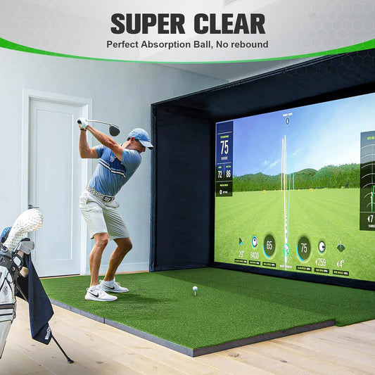 Golf Simulator Impact Screen Display Projector Screen for Golf Training,Indoor Ultra Clear Golf Impact Screen,With 14Pcs Grommet Holes,16Pcs Ball Bungee Cords, Available in 5 Sizes