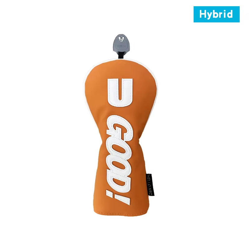 Golf Wood Head Cover PU GOOD Pattern Driver Fairway Hybrid Waterproof Durable Orange Golf Supplies Golf Head Cover Protector