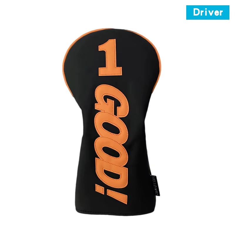 Golf Wood Head Cover PU GOOD Pattern Driver Fairway Hybrid Waterproof Durable Orange Golf Supplies Golf Head Cover Protector