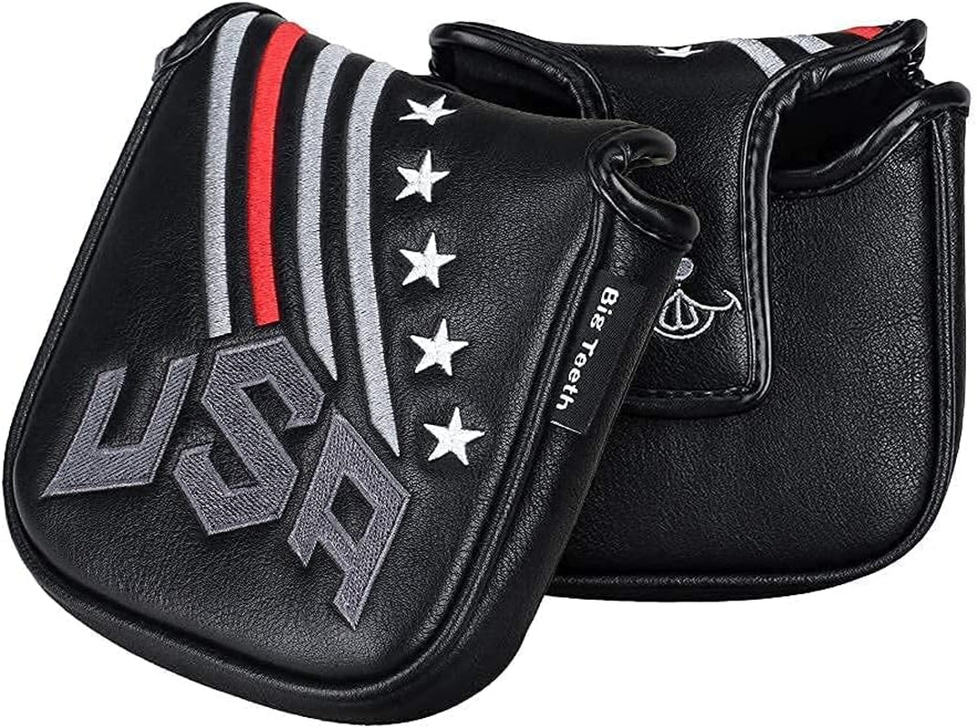 Golf Cover USA Stripe and Star Headcover Covers, Driver Fairway Wood Hybrid Headcovers Fits Blade Mallet Putter Iron and Woods with Magnetic Club Protector Pu Leather Golf Accessories