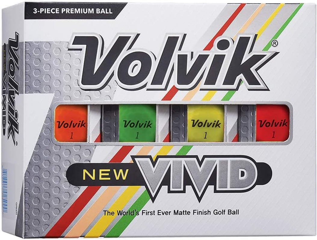 Volvik New Vivid 3-Piece High Visibility Premium Matte Finish Color Golf Balls 3 Dozen (36 Balls) Bundle with Genuine Italian Leather White Color Belt.