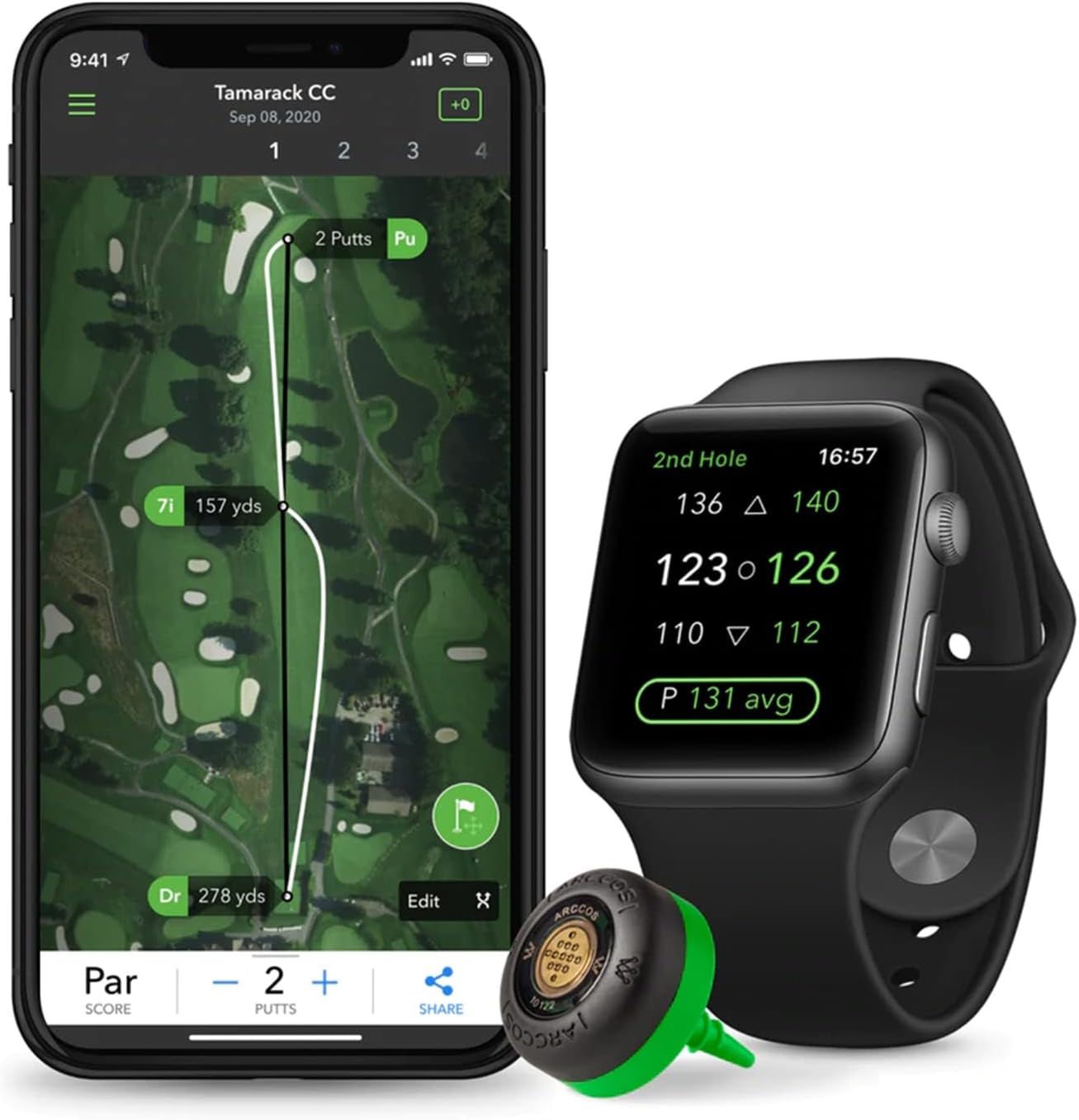 Arccos Caddie Smart Sensors 3Rd Gen+ Power Bundle with  Portable Charger - Set of 14 Golf Shot Tracker System - A.I. Powered Rangefinder - on Course Swing Analyzer for Every Club