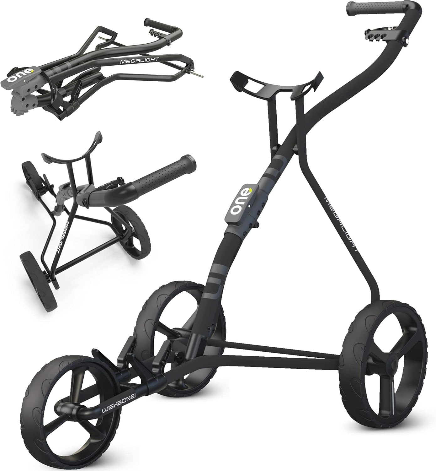 Golf Carts 3 Wheel Push Cart | 1-Step Folding Aircraft Grade Frame, Clear Design Concept Lightweight & Easy Handling