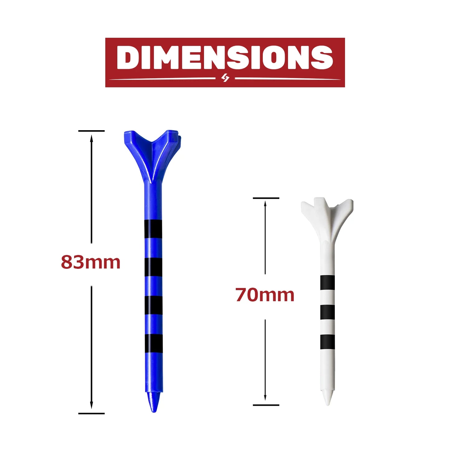 Plastic Golf Tees Pack of 50(2-3/4"&3-1/4" Available) Reduces Friction & Side Spin 4 Prongs Plastic Tees, Mixed