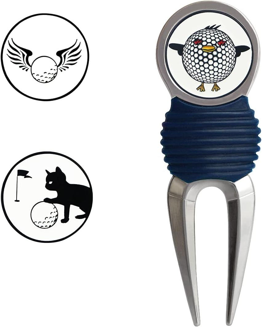 Golf Divot Repair Tool with 3 Ball Markers Zinc Alloy and Silicone Protection for Man Woman Golfer