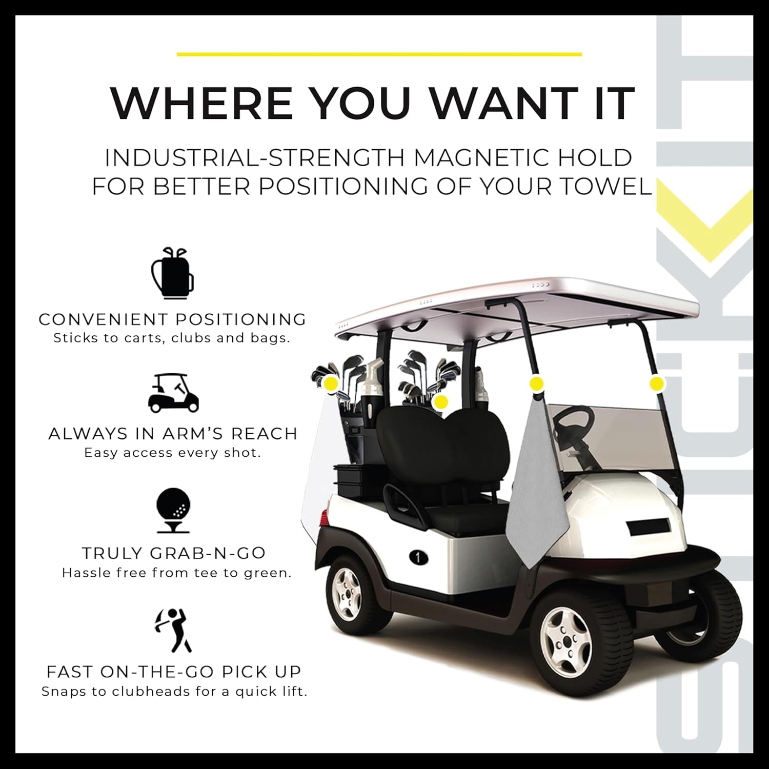 Magnetic Golf Towel | Premium 29" Microfiber with Deep Waffle Pockets | Industrial Strength Magnet for Secure Hold to Golf Carts & Clubs | Ultra-Absorbent, Fast-Drying, Easy-Clean Design