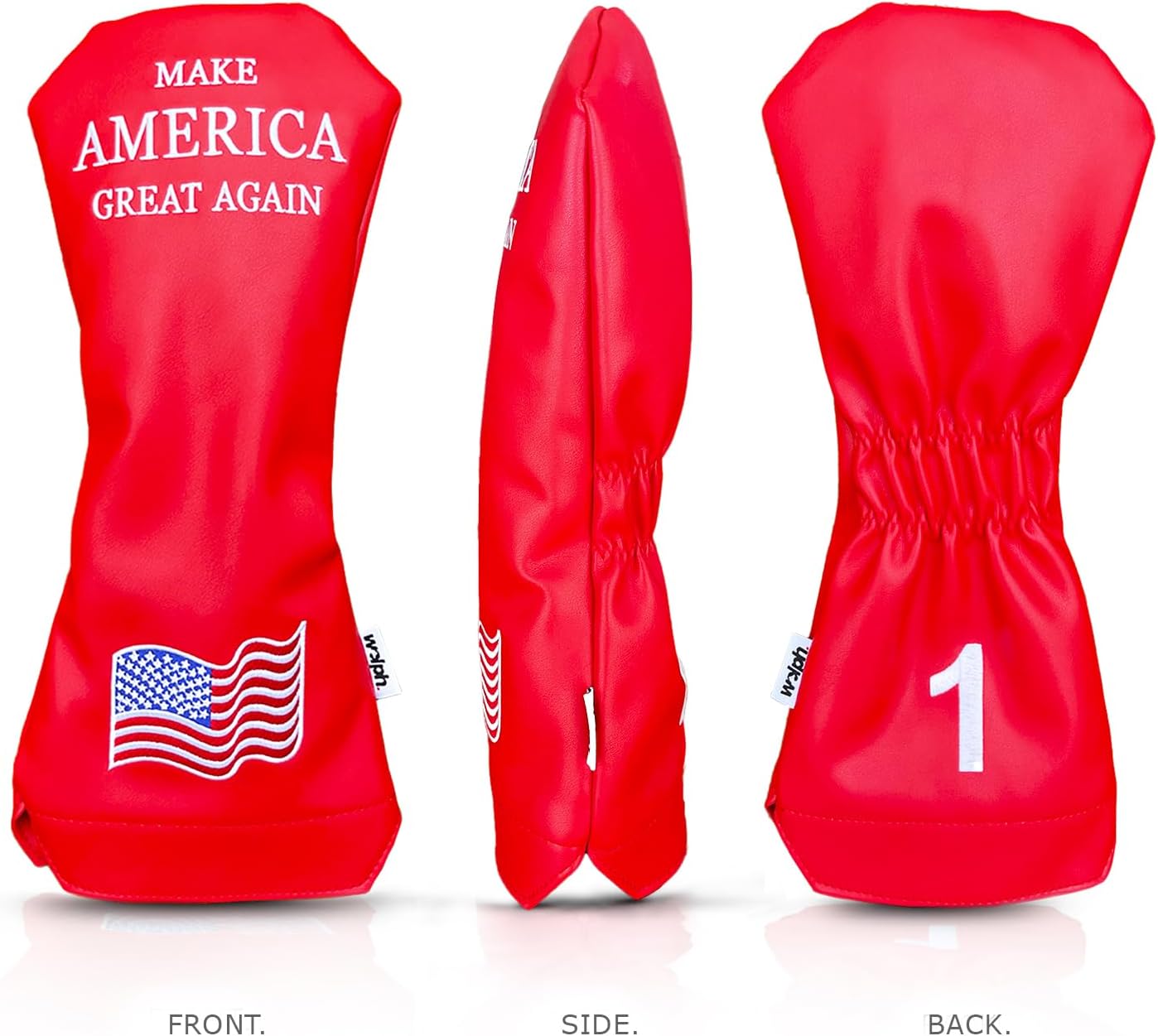 Wolph USA Head Covers Golf - Premium Quality Leather, Iconic Red Color Styled - Driver Headcover Funny - Customize Your Golf Bag - Novelty Golf Head Covers, Fits Any Size