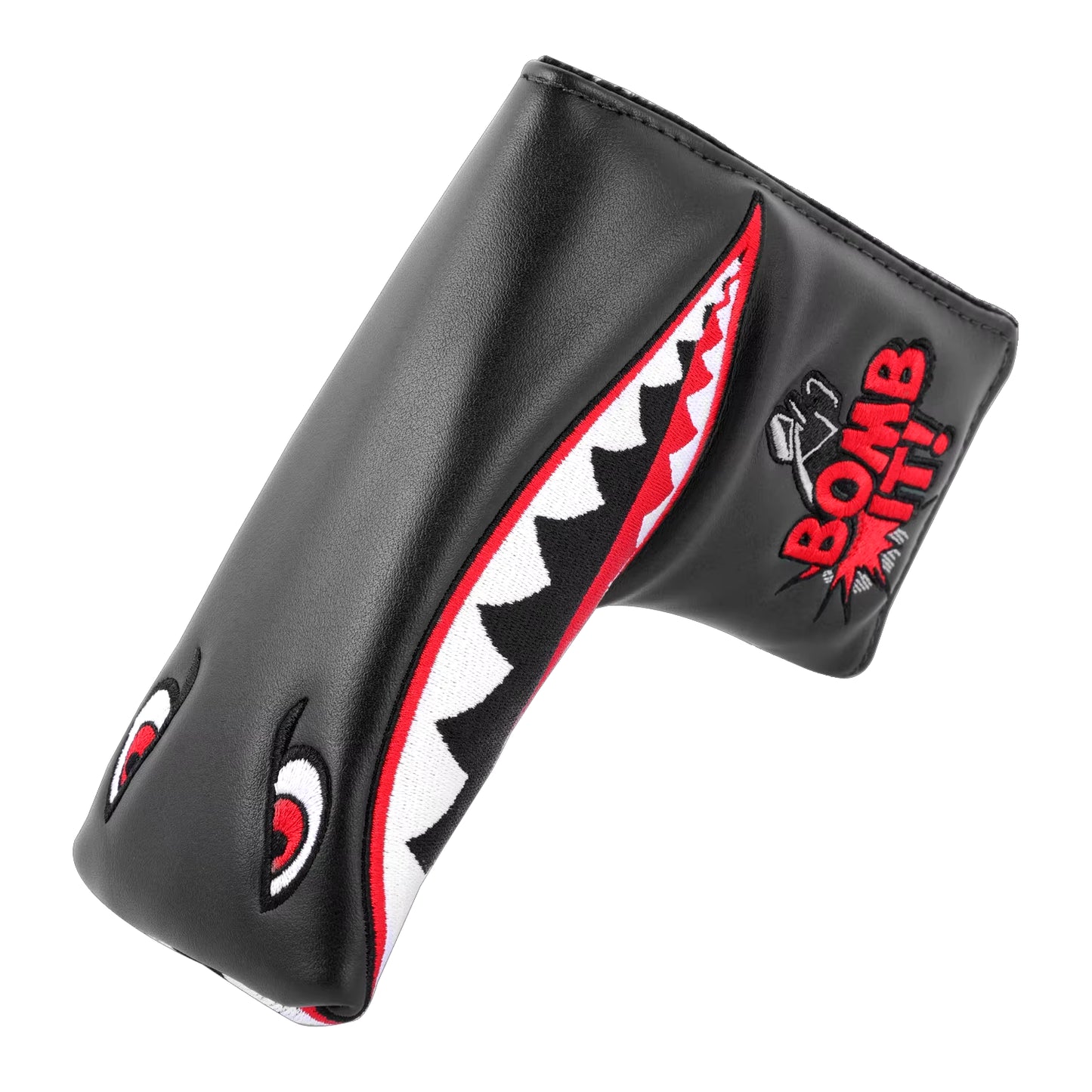 Big Shark Design Straight Bombs Golf Driver Head Cover 460Cc PU Leather Golf Club Driver Fairway Wood Hybrid Rescuecovers