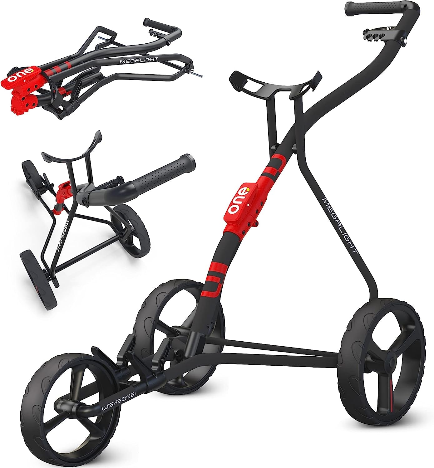 Golf Carts 3 Wheel Push Cart | 1-Step Folding Aircraft Grade Frame, Clear Design Concept Lightweight & Easy Handling