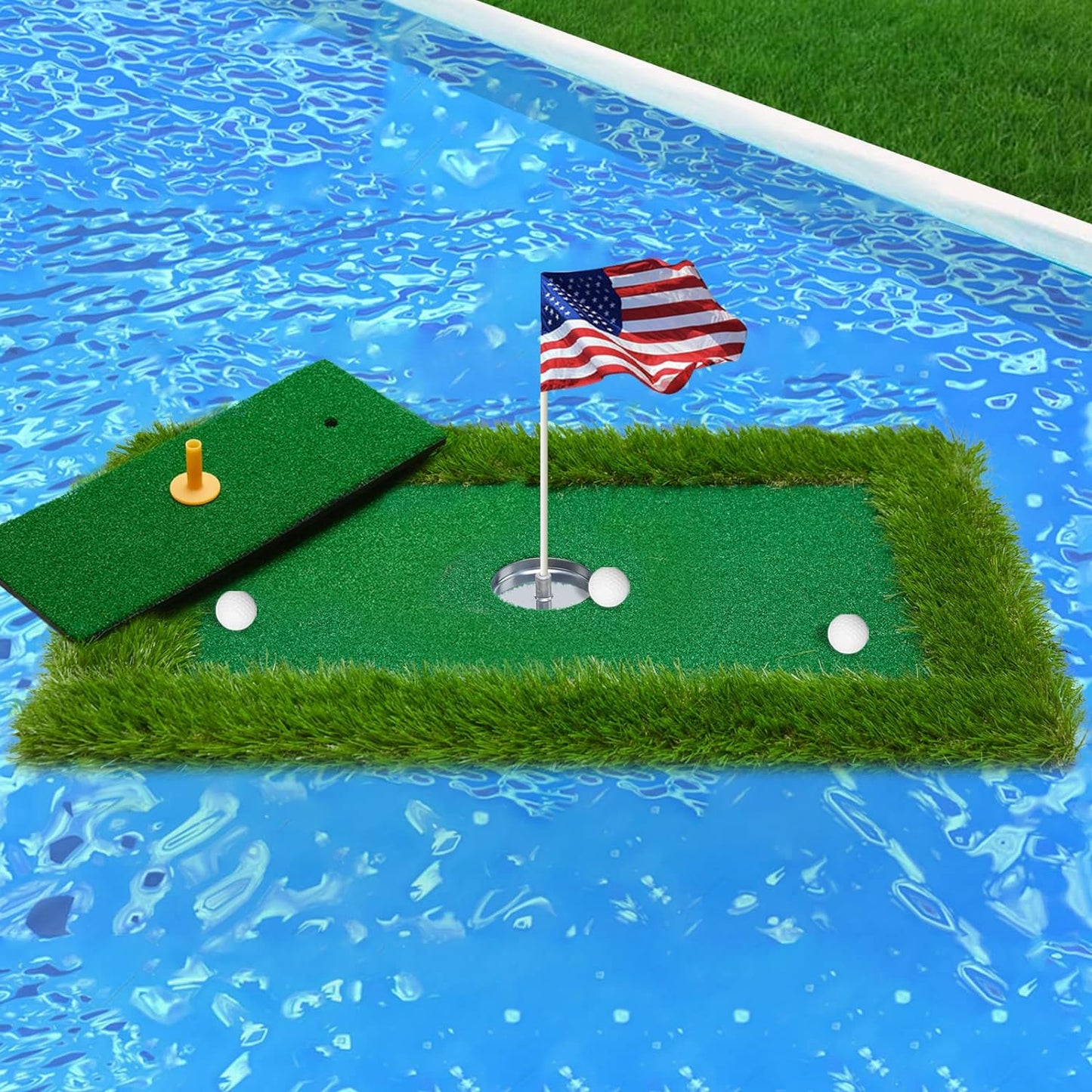 Floating Golf Green for Pool, Various Sizes (35"X24"/47"X35"/63"X47") to Suit Your Needs, Floating Chipping Green-Ideal for 2-4 Golfers Competing and Improving Skills in Outdoor and Pool Games