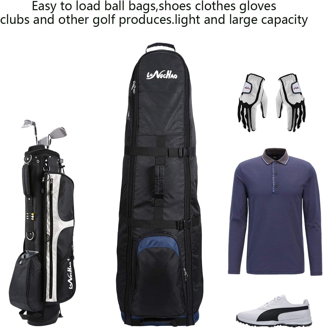 Golf Travel Bag- Foldable Golf Traveling Case with Wheel, Lightweight Golf Travel Bag for Airline