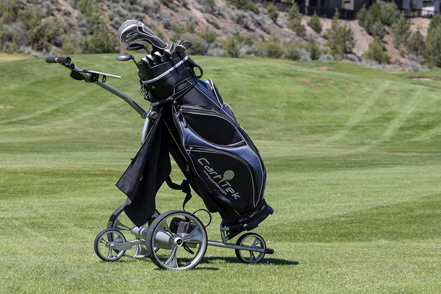 Yellowstone Electric Golf Caddie: Lithium Power for 27 Holes, Dual Motors, Upgradeable Remote, Free Accessories, Quick Setup, Black/Silver Options