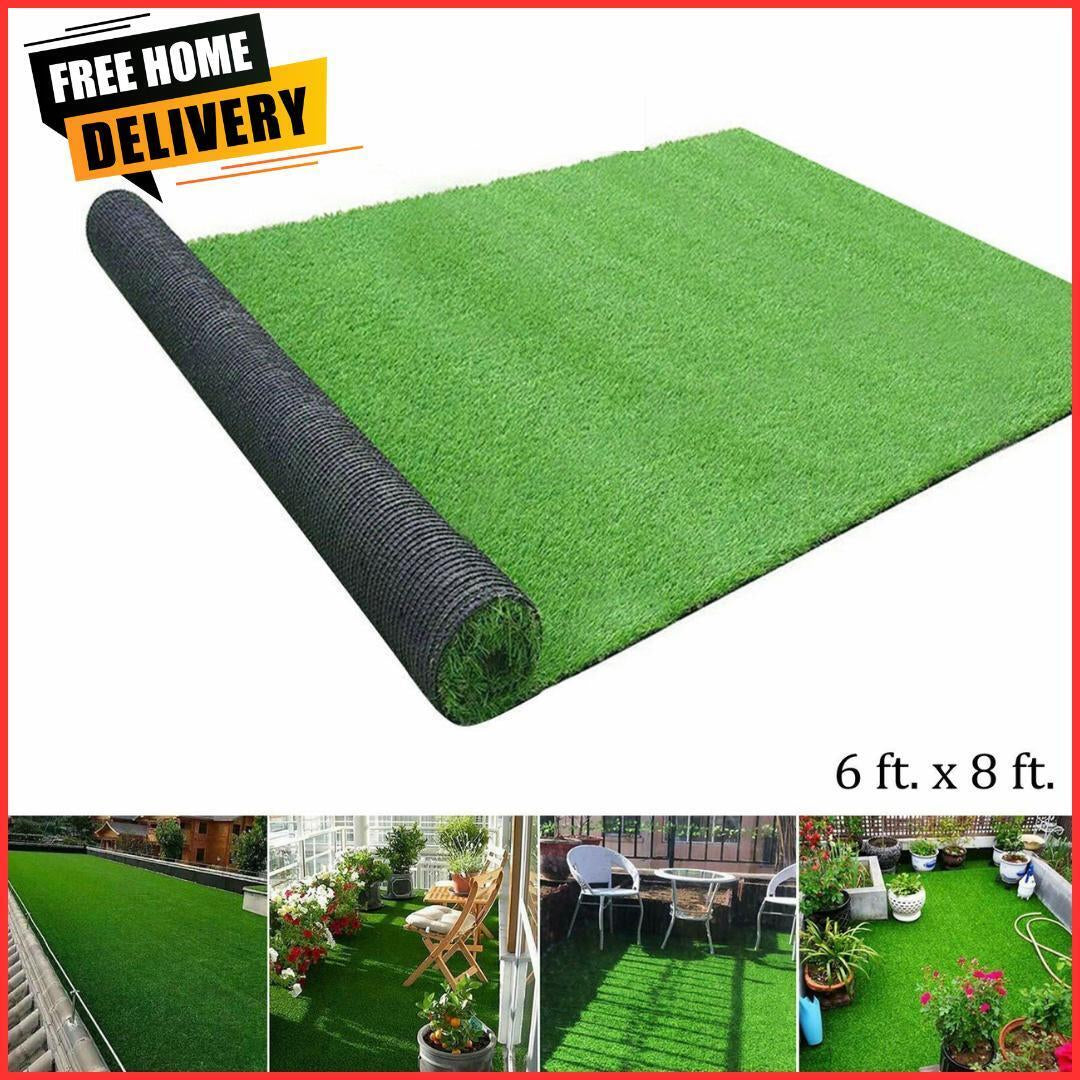 New Green Artificial Grass Rug 6 Ft. X 8 Ft. Patio Deck Indoor Outdoor Landscape