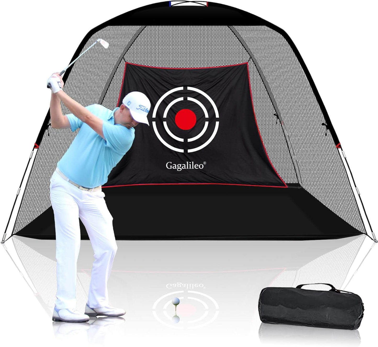 Golf Hitting Practice Nets for Backyard Driving Heavy Duty Men Real Indoor Golf Balls Hitting Pitching Driving Nets for Indoor Outdoor Garage Use Golfing Swing Training Impact Cages with Frame and Net