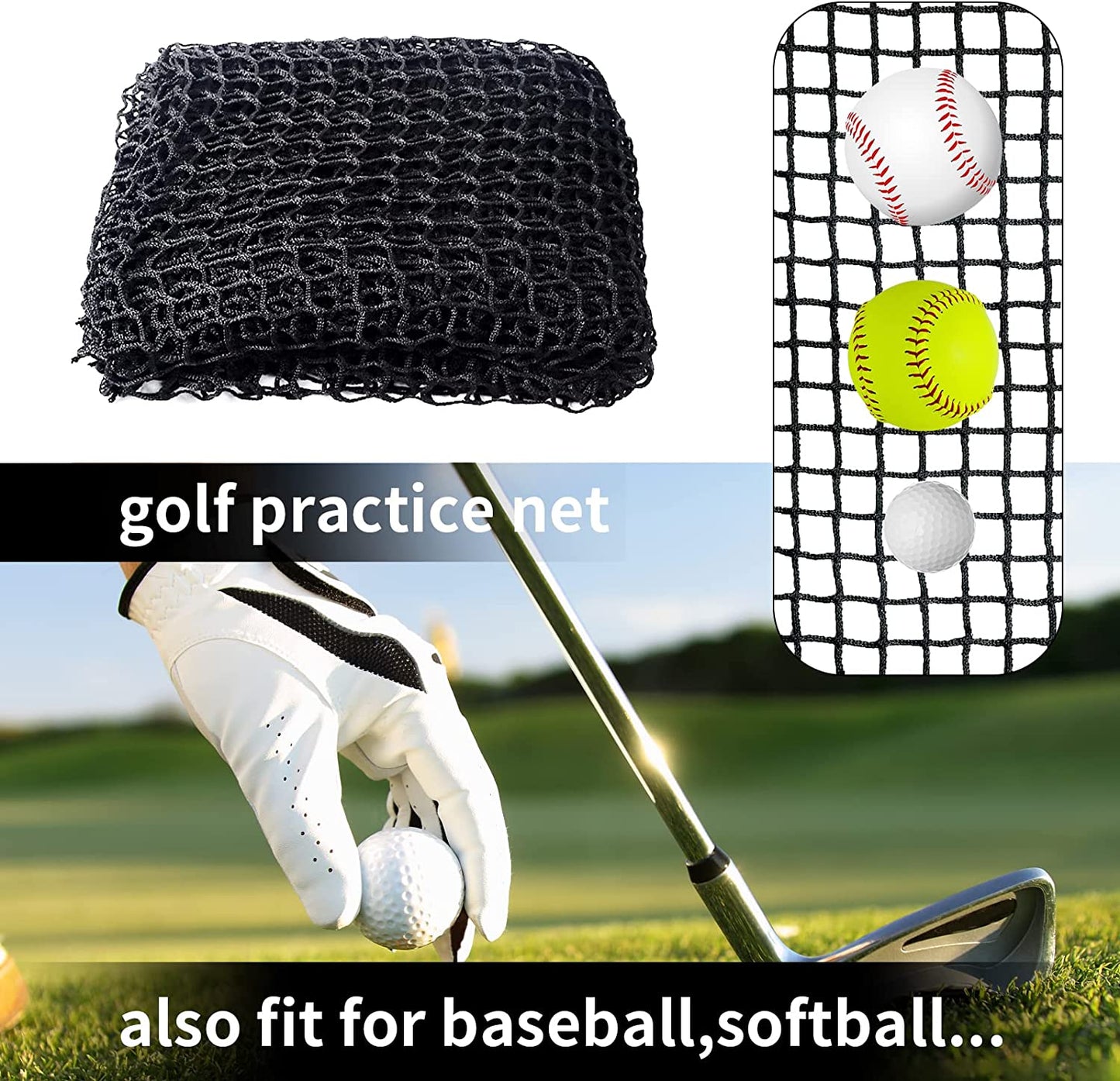 Golf Cage Net - 10X10X10Ft, Golf Hitting Net and Personal Driving Range for Indo