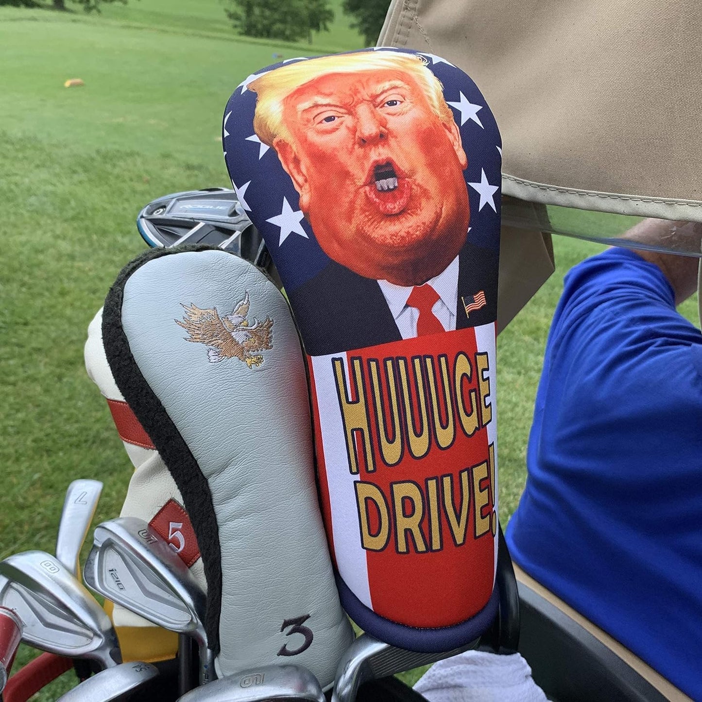 Trump Driver Golf Club Headcover HUUUGE Drive! - MAGA Fun! Easy On/Off, Made in USA by  - Golf Gift Accessory for 2024!