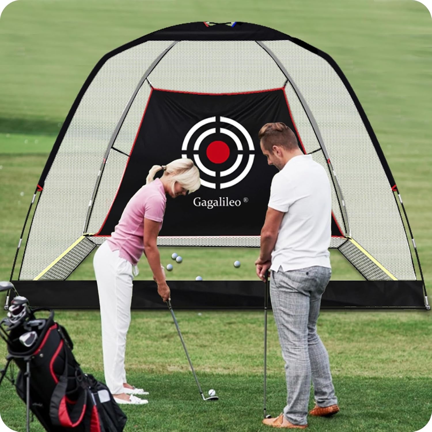 Golf Hitting Practice Nets for Backyard Driving Heavy Duty Men Real Indoor Golf Balls Hitting Pitching Driving Nets for Indoor Outdoor Garage Use Golfing Swing Training Impact Cages with Frame and Net