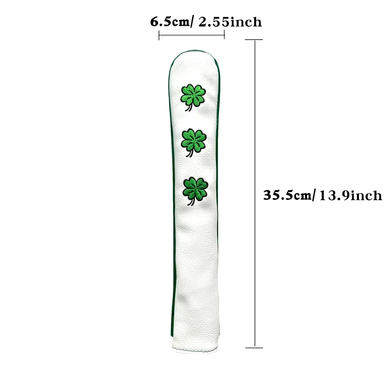 Golf Head Cover Four Leaf Clover Golf Wood Headcover for Driver Fairway Hybrid Putter PU Leather Waterproof Black White Covers