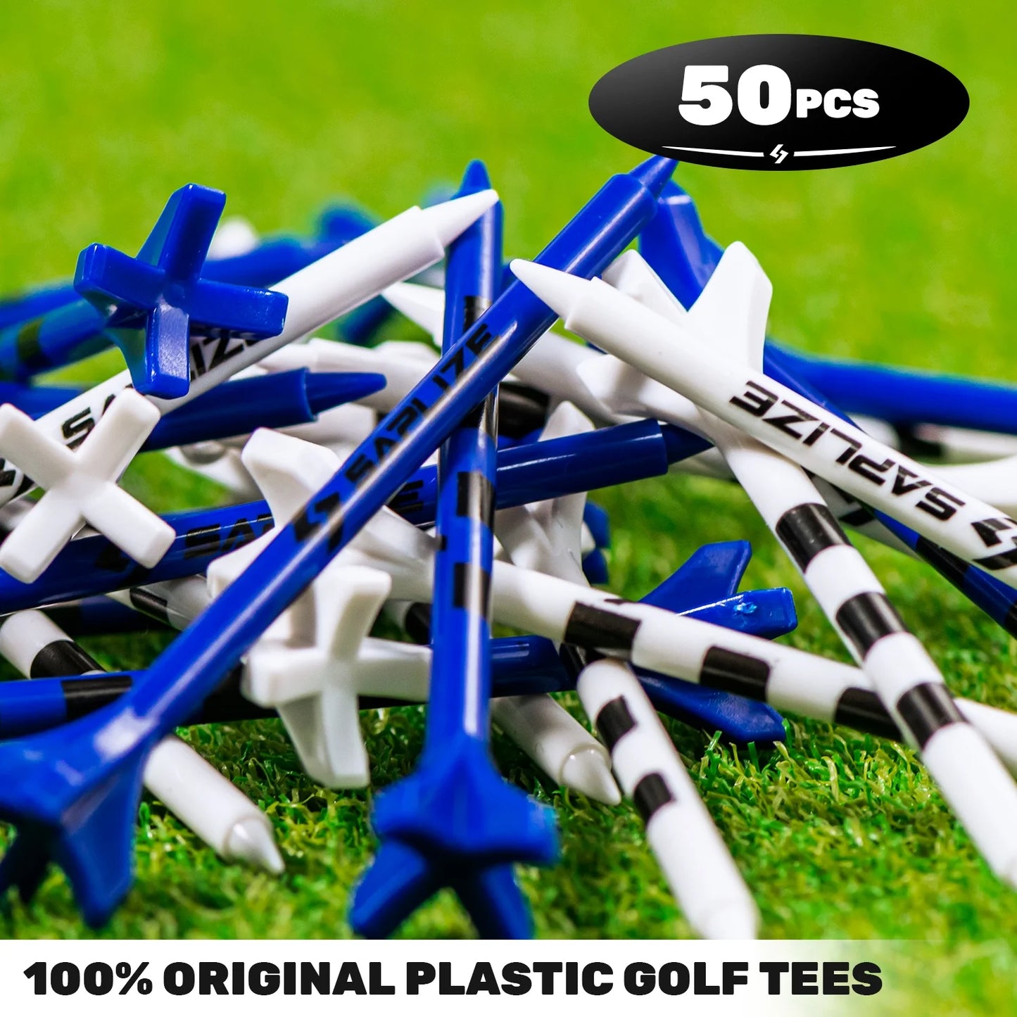 Plastic Golf Tees Pack of 50(2-3/4"&3-1/4" Available) Reduces Friction & Side Spin 4 Prongs Plastic Tees, Mixed