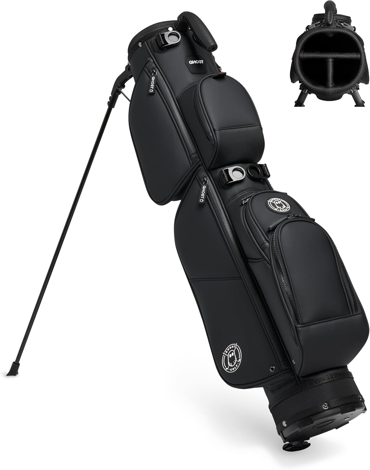 Ghost Golf Stand Bag - Lightweight Golf Bags for Men & Women, 3-Way Dividers with Premium Materials & Magnetic Pocket - Standing Golf Bag Holds 8 Golf Clubs plus Putter